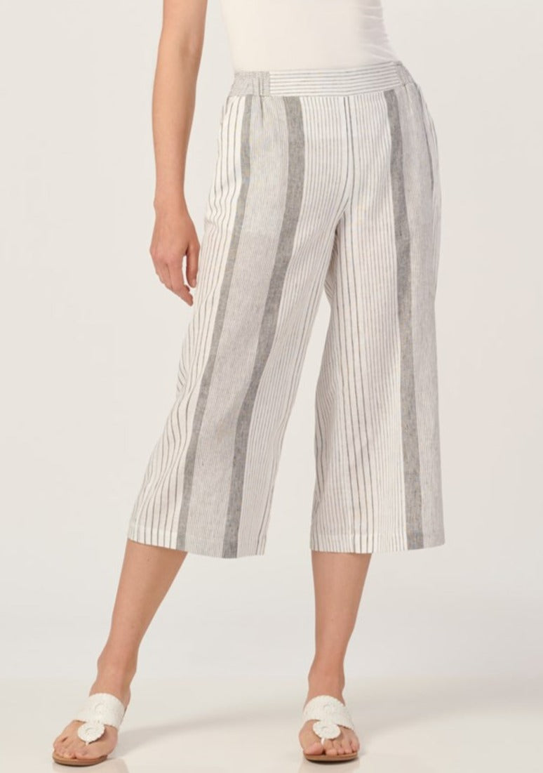 Striped shops linen cropped pants